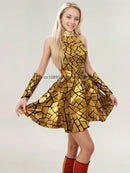 Robe courte sans manches à paillettes miroir pour femmes, tenue de scène de danseuse et de chanteur, tenue de scène en boîte de nuit, Costume de spectacle de bal d'anniversaire