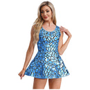 Robe miroir scintillante pour femmes, tenue de club, sans manches, ligne a, courte, boîte de nuit, Sexy, moulante, robe de soirée de carnaval
