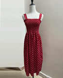 Robe femme été à pois femmes robes élégant col carré sans manches en mousseline de soie longue robe Super remise vestidos para mujer