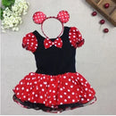 Robe Minnie mignonne avec bandeau pour bébés filles, jeu de rôle à pois, robe de princesse décontractée au-dessus du genou
