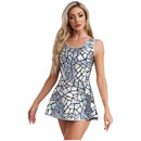 Robe miroir scintillante pour femmes, tenue de club, sans manches, ligne a, courte, boîte de nuit, Sexy, moulante, robe de soirée de carnaval