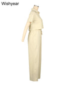Tenues de sport décontractées en lin pour femmes, chemise à manches courtes et pantalon à jambes larges, ensemble 2 pièces, Streetwear, mode de bureau, survêtement, automne