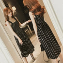 Robe femme été à pois femmes robes élégant col carré sans manches en mousseline de soie longue robe Super remise vestidos para mujer