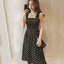 Robe femme été à pois femmes robes élégant col carré sans manches en mousseline de soie longue robe Super remise vestidos para mujer