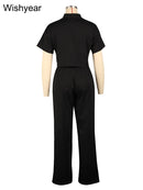 Tenues de sport décontractées en lin pour femmes, chemise à manches courtes et pantalon à jambes larges, ensemble 2 pièces, Streetwear, mode de bureau, survêtement, automne
