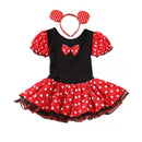 Robe Minnie mignonne avec bandeau pour bébés filles, jeu de rôle à pois, robe de princesse décontractée au-dessus du genou