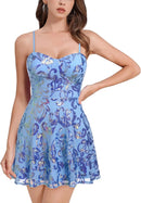 Mini robe à paillettes scintillantes pour femmes, bretelles Spaghetti, ligne a, balançoire, fête, discothèque, danse, longueur au-dessus du genou, robe de remise de diplôme