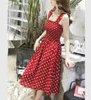 Robe femme été à pois femmes robes élégant col carré sans manches en mousseline de soie longue robe Super remise vestidos para mujer