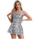 Robe miroir scintillante pour femmes, tenue de club, sans manches, ligne a, courte, boîte de nuit, Sexy, moulante, robe de soirée de carnaval