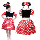 Robe Minnie mignonne avec bandeau pour bébés filles, jeu de rôle à pois, robe de princesse décontractée au-dessus du genou