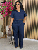 Tenues de sport décontractées en lin pour femmes, chemise à manches courtes et pantalon à jambes larges, ensemble 2 pièces, Streetwear, mode de bureau, survêtement, automne